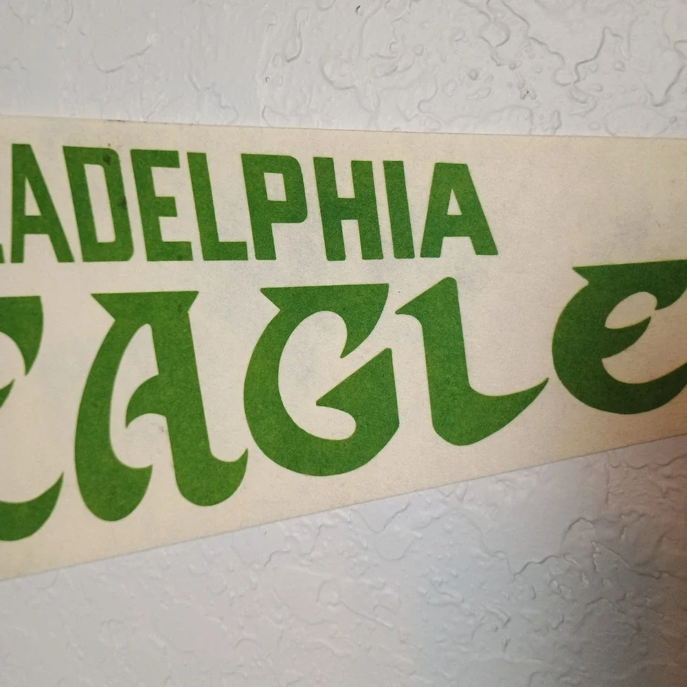 Vintage Philadelphia Eagles Pennant NFL Football Felt Flag 1970s Green Helmet